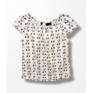 🍒 Mini Boden Cherry Print Blouse, Size 11/12